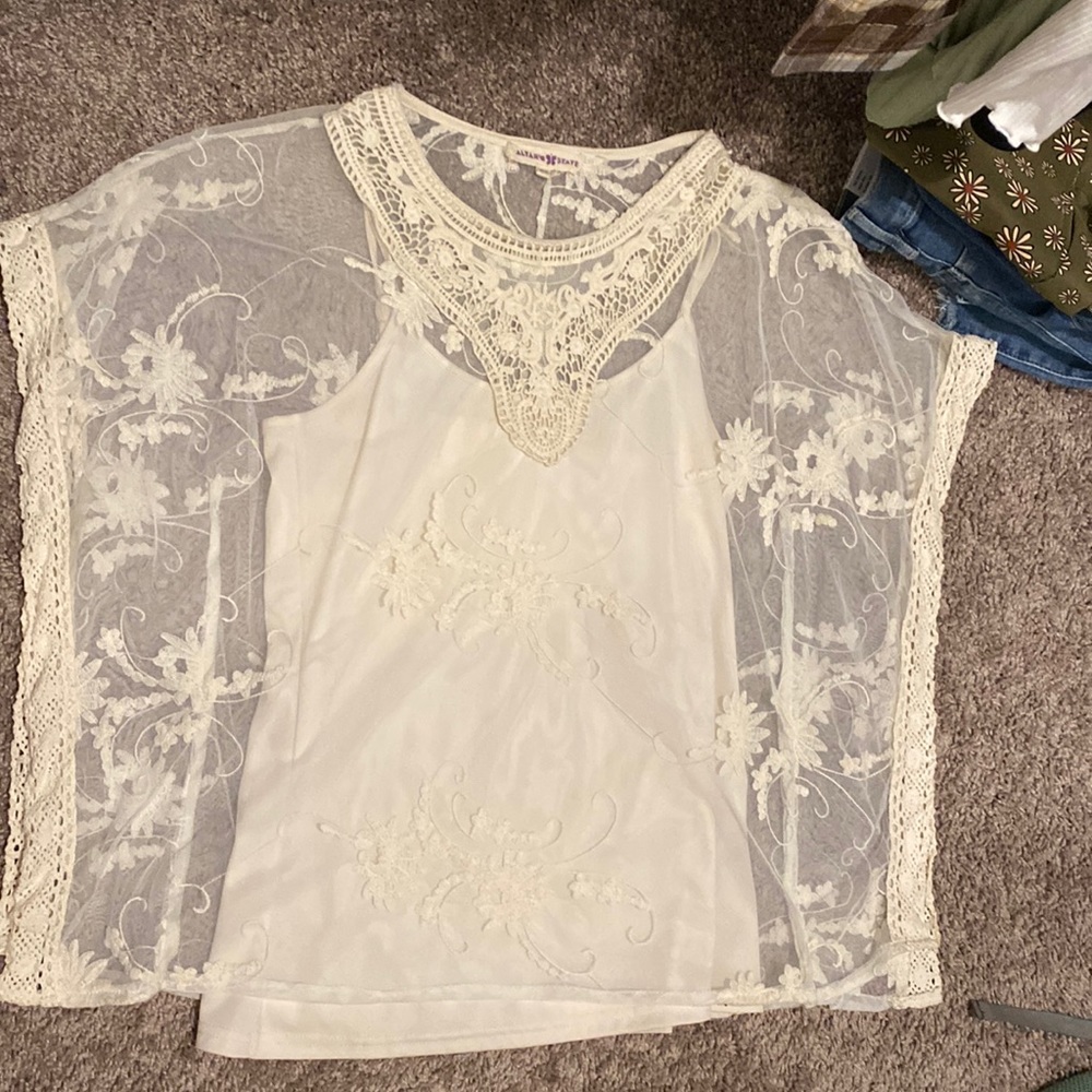 Tank top with see through blouse